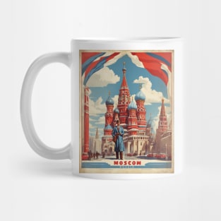 Russia Moscow Vintage Tourism Poster Mug